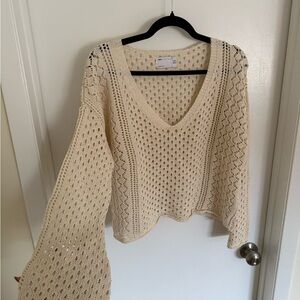 Cream Knit Women's Sweater ASOS US 4